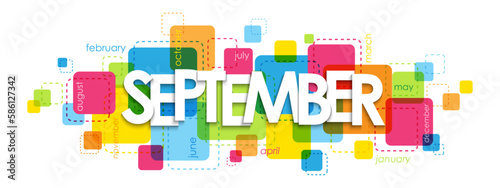 SEPTEMBER colorful vector typography banner