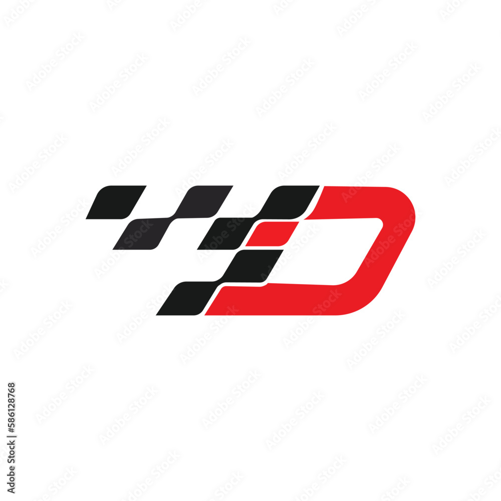 Letter D with racing flag logo