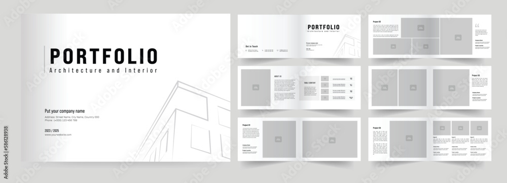 landscape architecture portfolio design portfolio template interior portfolio - obrazy, fototapety, plakaty 