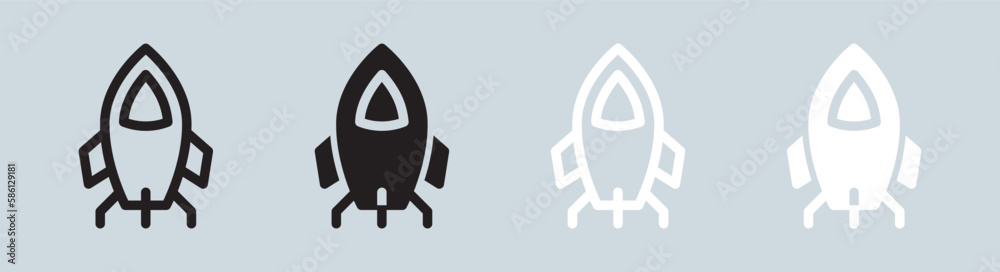 Rocket icon set in black and white. Space ship signs vector illustration. Rocket icon set in black and white. Space ship signs vector illustration.