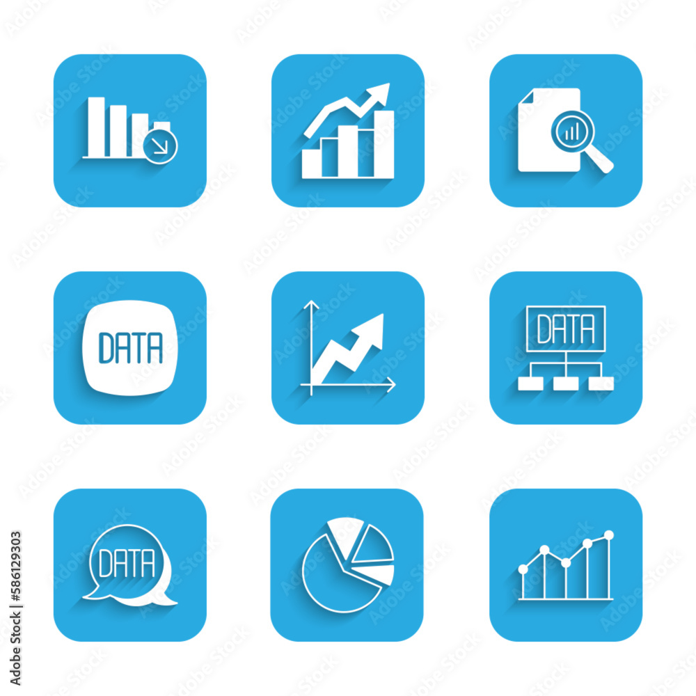 Set Financial growth, Pie chart infographic, Data analysis, Document with and decrease icon. Vector