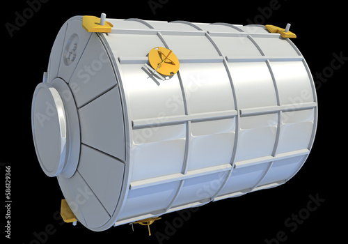 Service Module of ISS International Space Station 3D rendering on black background
 photo