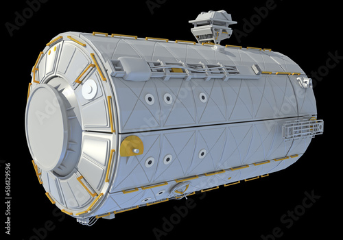 Service Module of ISS International Space Station 3D rendering on black background
 photo