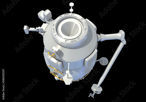 Service Module of ISS International Space Station 3D rendering on black background
 photo