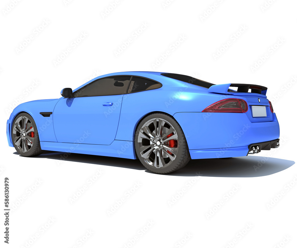 Sports Car 3D rendering on white background