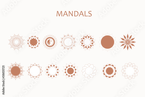 Mandala set. 10 graphic elements