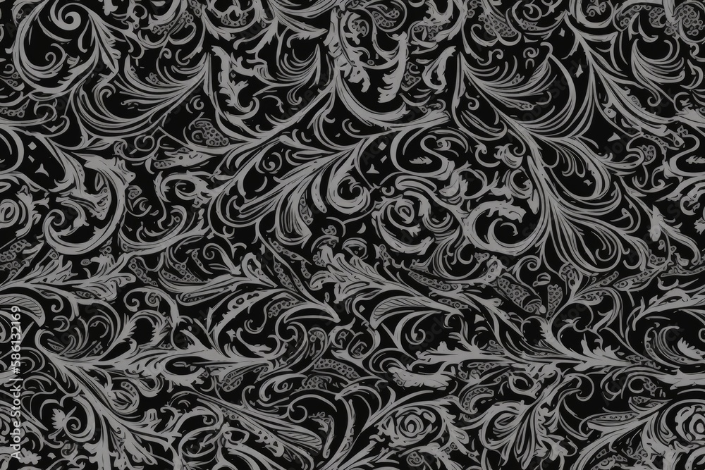 monochromatic pattern with swirling shapes and lines created with Generative AI technology monochromatic pattern with swirling shapes and lines created with Generative AI technology