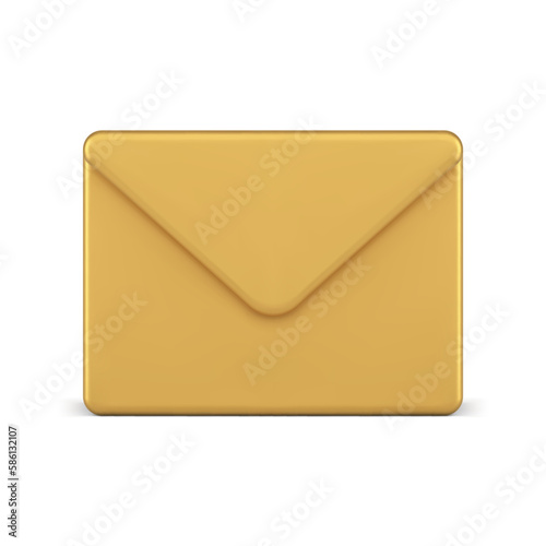 Letter envelope golden email incoming message internet communication 3d icon realistic vector