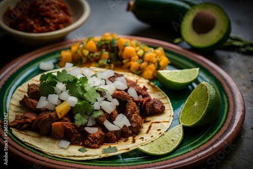 Tacos al pastor stuffed with beef. Generative AI