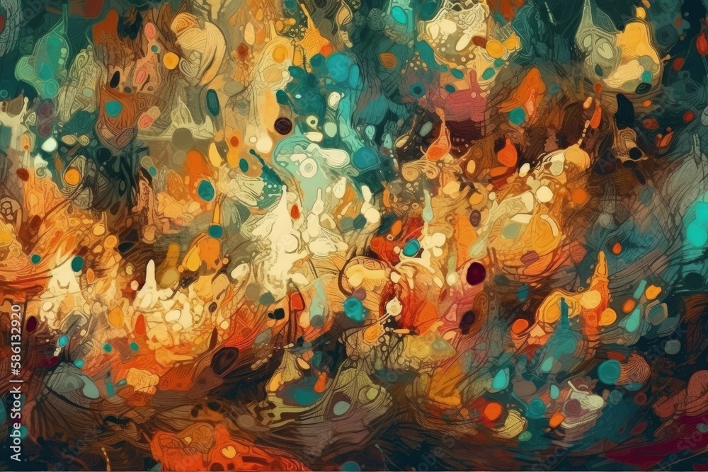 abstract painting with a vibrant and colorful composition created with Generative AI technology