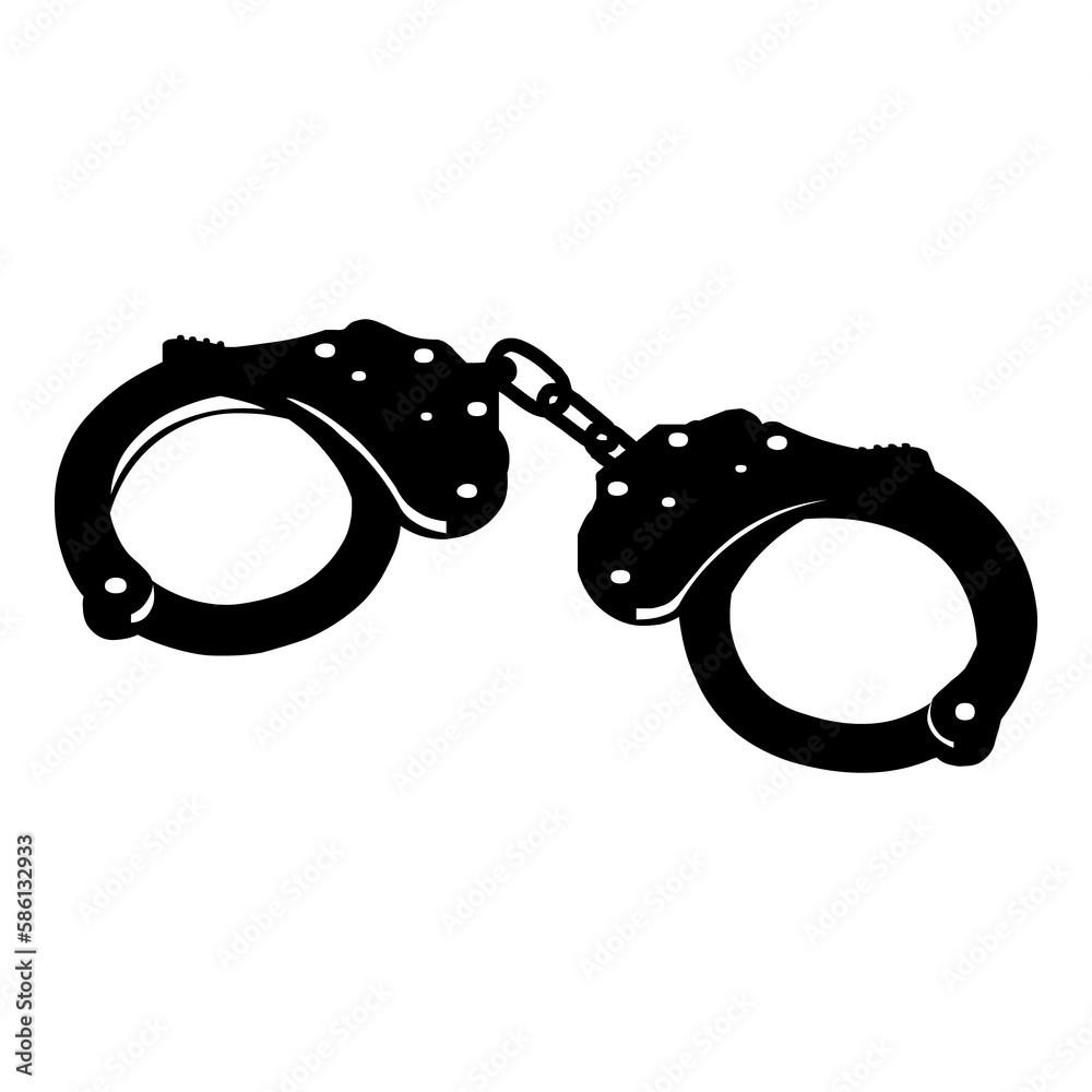 Silueta aislada de grilletes de policía Stock Illustration | Adobe Stock