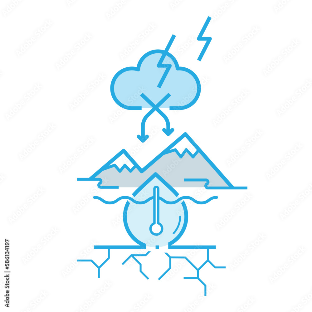 Climate change causing both water scarcity and water-related hazards. Water and climate change are totally linked. Vector illustration outline flat design style. Climate change causing both water scarcity and water-related hazards. Water and climate change are totally linked. Vector illustration outline flat design style.