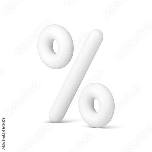 Percent symbol online shopping store clearance white 3d icon special offer promo realistic vector