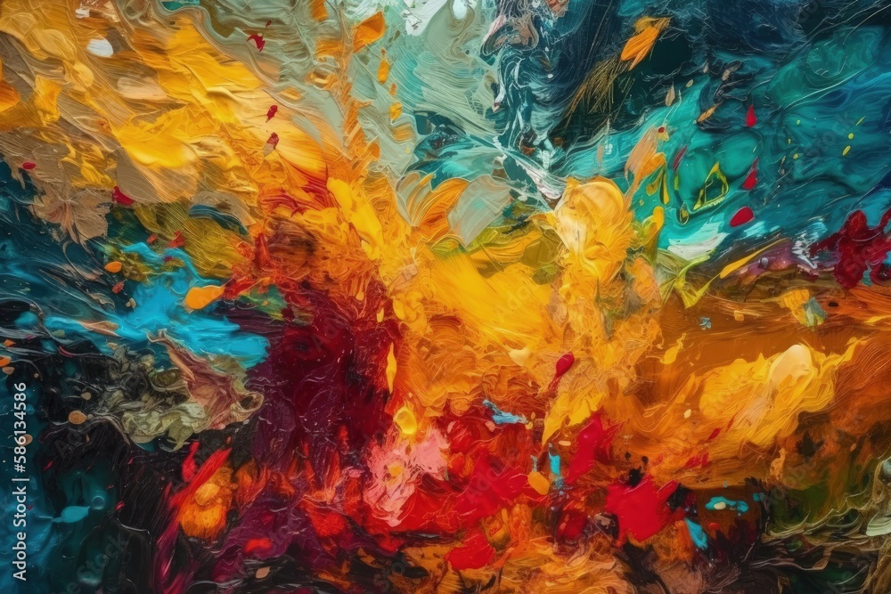 abstract painting with vibrant colors and bold brushstrokes created with Generative AI technology