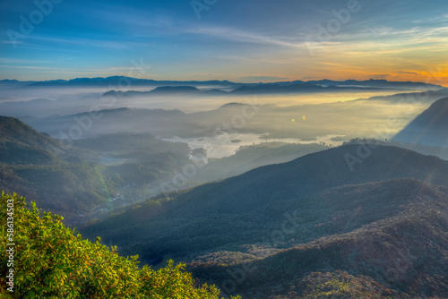 Sunrise view over Sri Lanka from Adam's peak photo