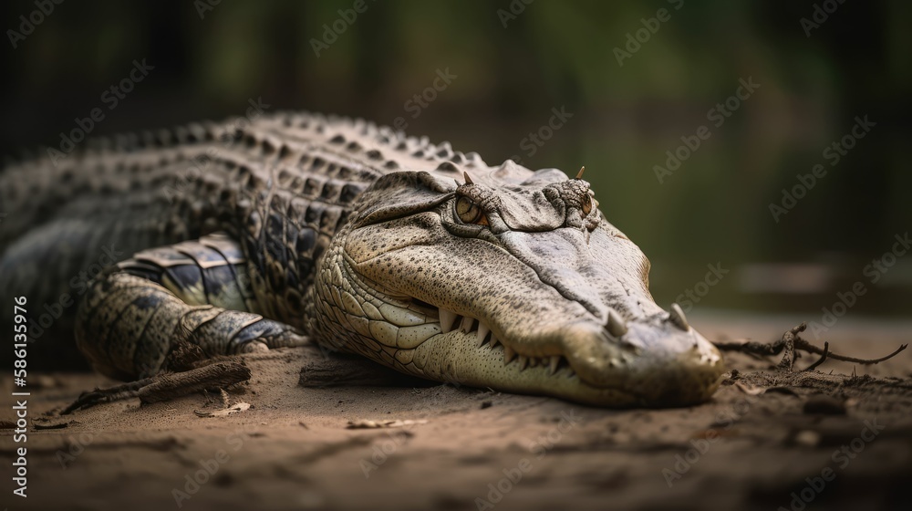 Obraz premium alligator portrait hyper-realistic, generative AI