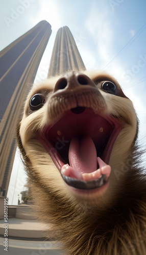 Dubai sloth selfie