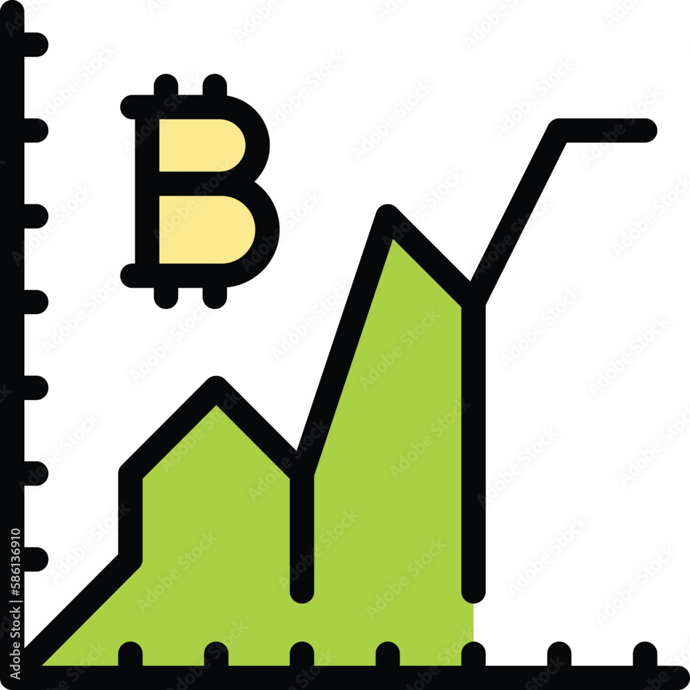Digital bitcoin icon. Outline Digital bitcoin vector icon for web design isolated on white background color flat Digital bitcoin icon. Outline Digital bitcoin vector icon for web design isolated on white background color flat