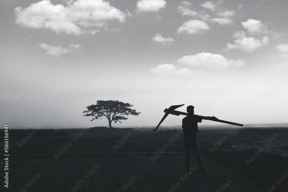 Fototapeta premium A farmer is a person engaged in agriculture, producing crops for food or raw materials. Unfortunately, most of the farmers in our country are poor.