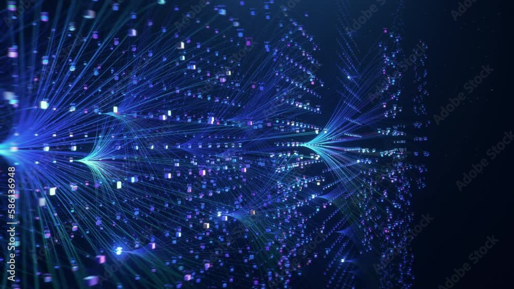 Loopable Illustrative 3D Animation of Neural Network. Concept: Chatbot, Artificial Intelligence, Deep Learning, Machine Learning and Large Language Model Visualization.