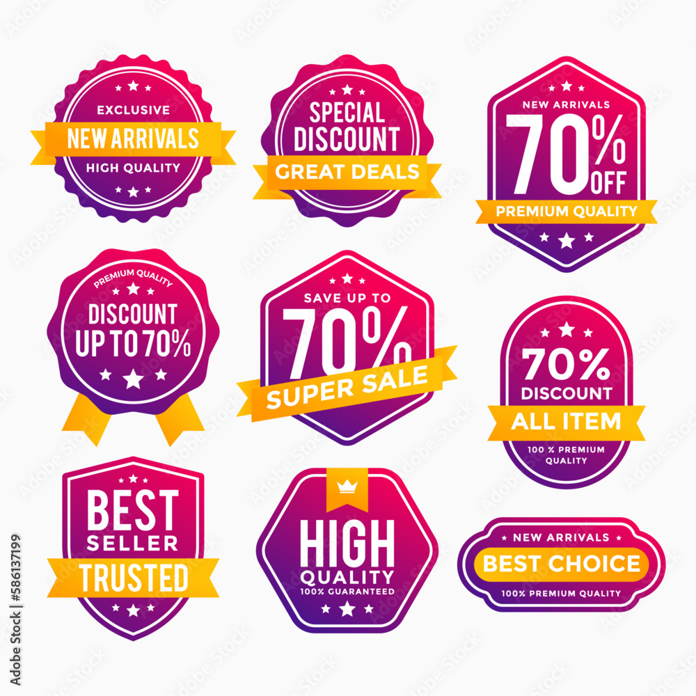 Set of labels discount collection Set of labels discount collection