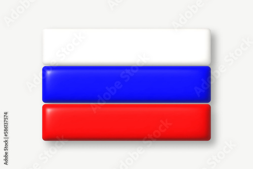 3d flag icon. Flag of the Russian Federation. Vector illustration.