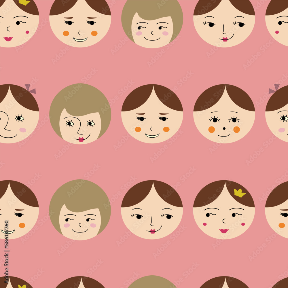Feminine look, abstract personage, mascot design, funny face, cute icon. Feminine look, abstract personage, mascot design, funny face, cute icon.