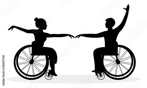 Wheelchair Dancing. Couple of dancers in wheelchairs. Inclusive dance. International Dance Day. 