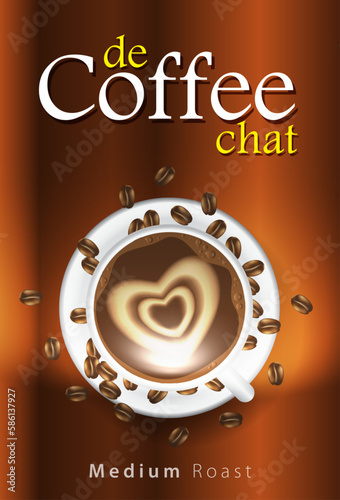 Vector of coffee bean labels. Coffee labels with coffee Cup on different color background