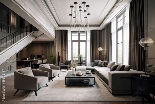 Luxurious Living Room Design Concept 2. Generative AI