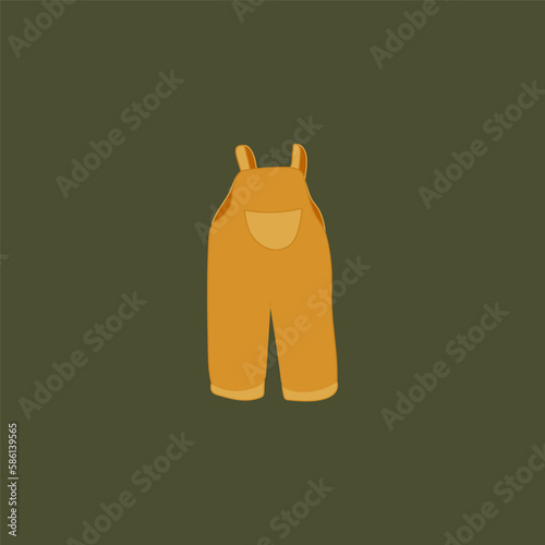 Toddler overalls romper jumpsuit. Flat sketch vector illustration