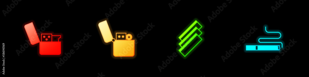 Set Lighter, Cigarette rolling papers and icon. Vector Set Lighter, Cigarette rolling papers and icon. Vector