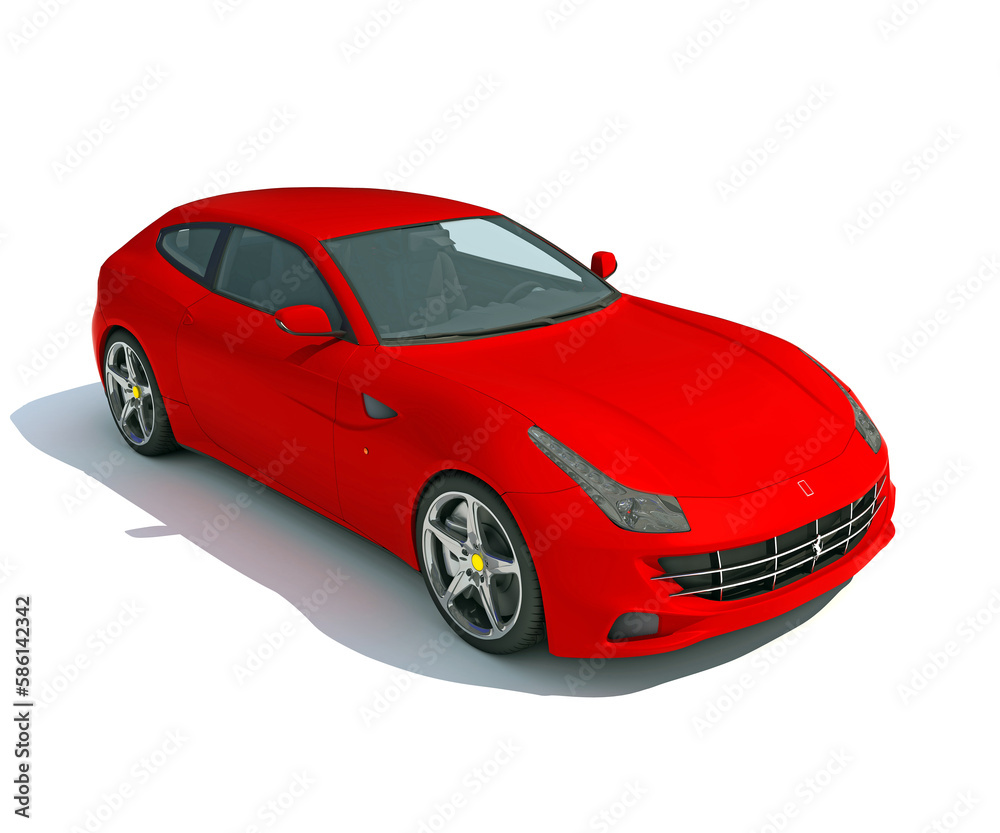 Racecar 3D rendering on white background