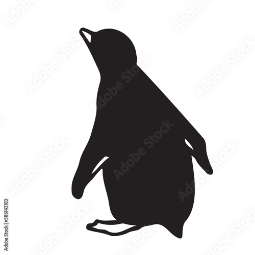 くちばしを上げている斜め後ろから見たペンギンのイラスト photo