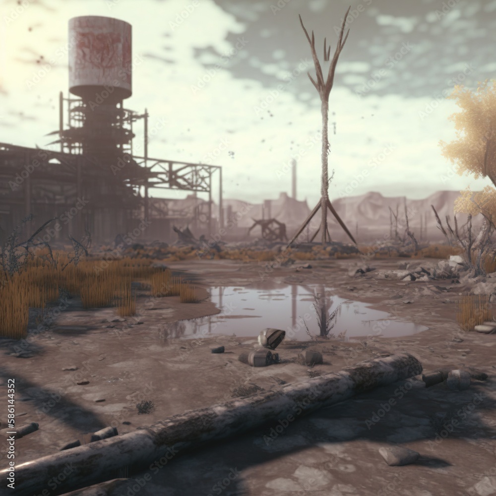 Post apocalyptic world. AI generated