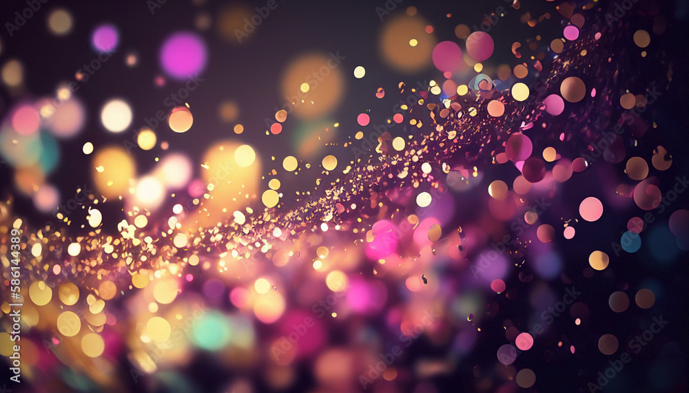 Pink and gold confetti world: the magic of small things. Ai generated.