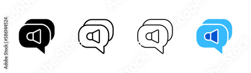 Sound icons. icons in different styles, color, speech bubble with sound icon. Vector