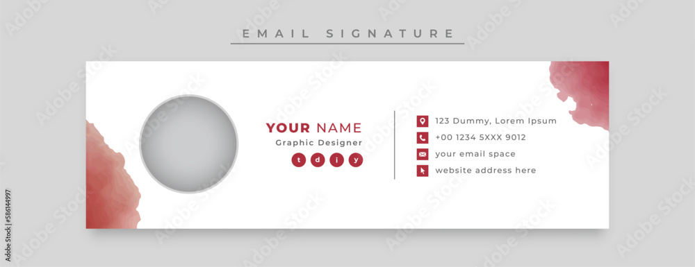 Corporate email signature template design or email footer with watercolor Corporate email signature template design or email footer with watercolor
