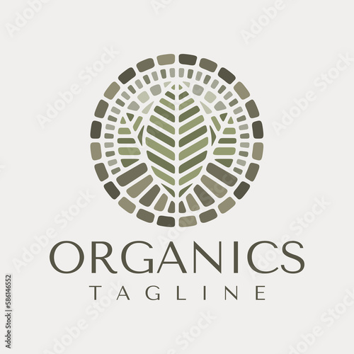 Vintage colorful brick leaf park logo design