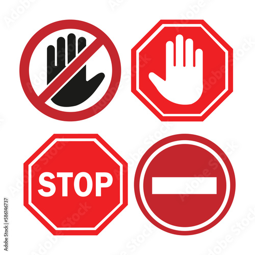 Stop hand icon. Stop sign. Vector illustration, flat design.