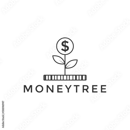 money tree minimalist logo design vector template