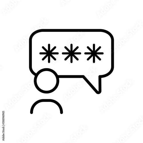 Private message. Line icon, black, private messages icons set. Vector