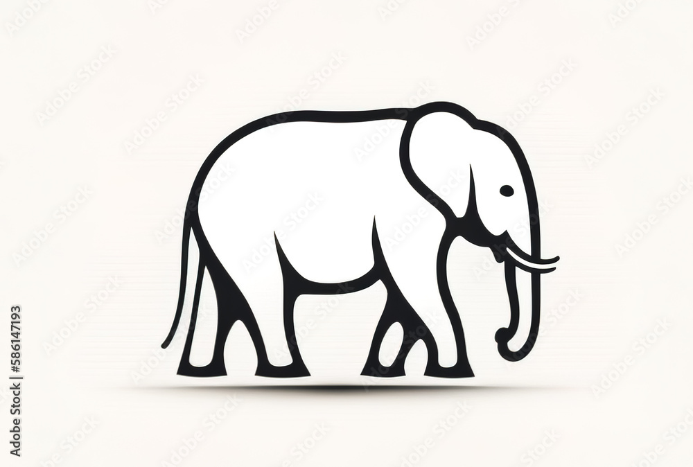 Creative illustration with elephant, logo, generative AI.