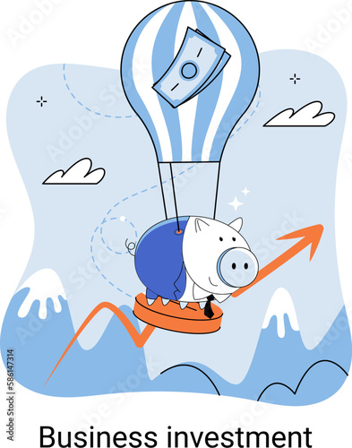Business investment metaphor. Investment capital for profit and income multiplying. Buying shares and funds, modern economy. Investor strategy, financing business activities. Active or passive income