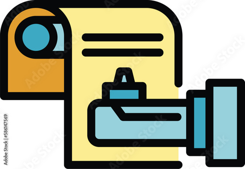 Printing device icon. Outline Printing device vector icon for web design isolated on white background color flat