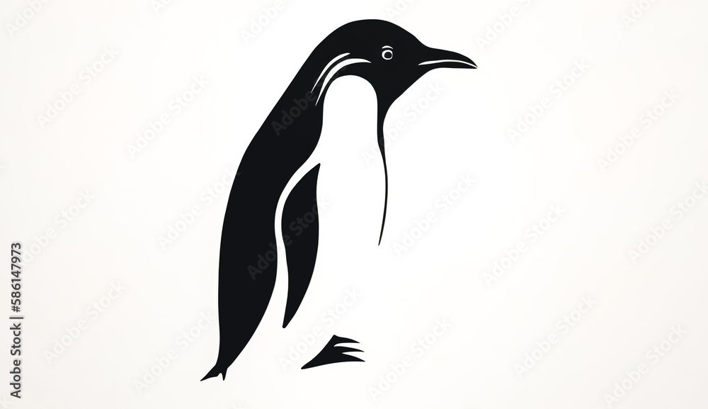 Obraz premium Creative illustration with penguin, logo, generative AI.