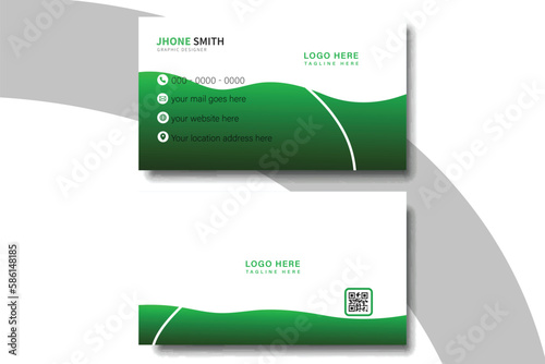 Modern and simple business card design with green and black color. 