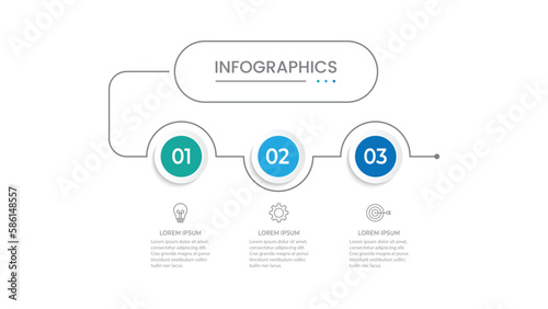 Vector infographics label design with circles and marketing icons. Process Chart. Business concept with 3 options or steps.
