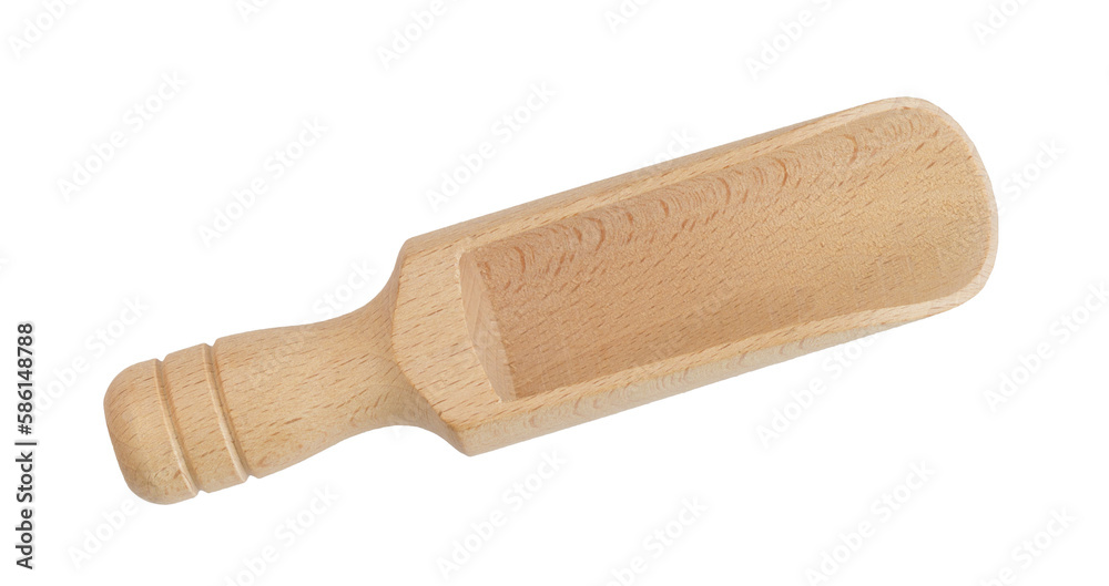 Wooden measuring scoop spoon front top view, png isolated on transparent background Wooden measuring scoop spoon front top view, png isolated on transparent background