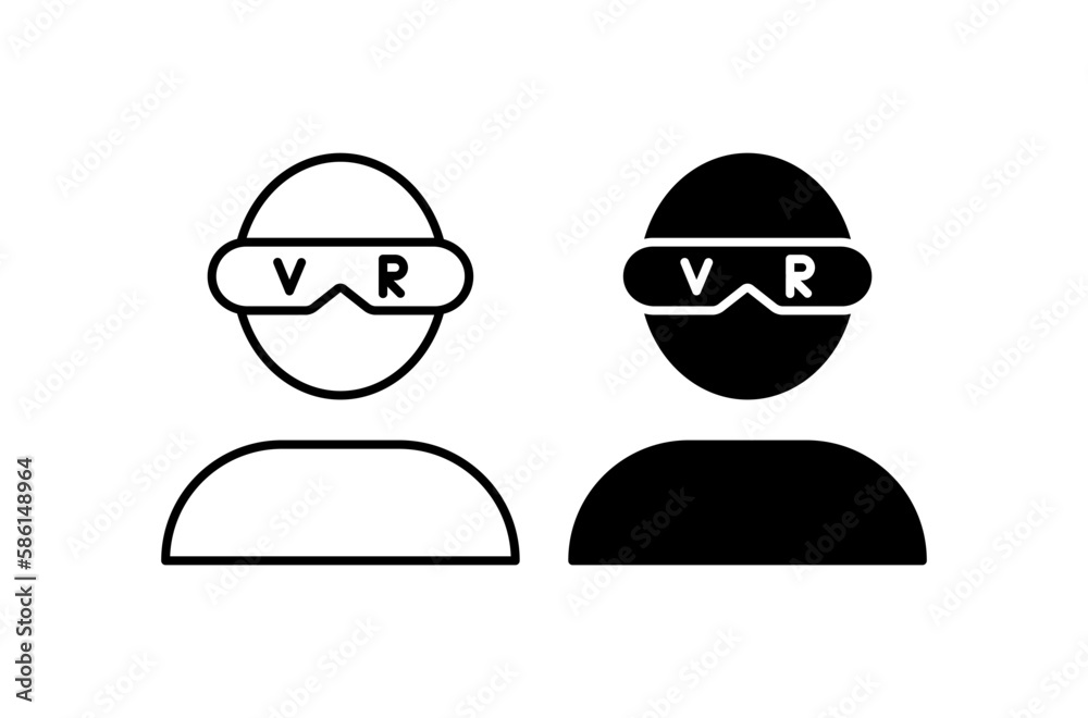 VR. Different styles, black, VR icons. Vector icons. VR. Different styles, black, VR icons. Vector icons.